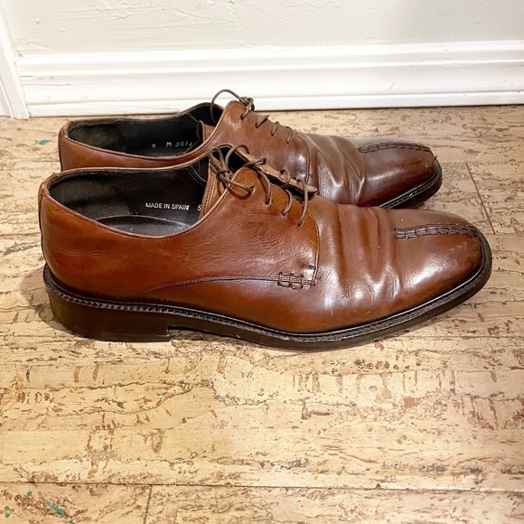 Mezlan Brown Leather Split Toe‎ Oxford Spain 9 M - Picture 2 of 9